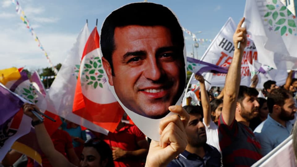 Proteste gegen die Inhaftierung des kurdischen Präsidentschaftskandidaten Selahattin Demirtas in Ankara im Juni 2018.