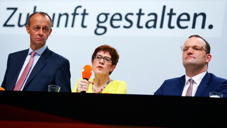 Friedrich Merz, Annegret Kramp-Karrenbauer und Jens Spahn in Düsseldorf am 28.November 2018 (von links).