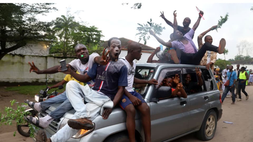 Unterstützer von Felix Tshisekedi jubeln in den Strassen von Kinshasa, Kongo, am 10. Januar 2019.