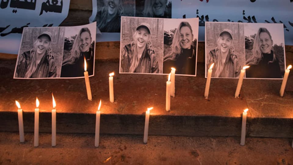 Anteilnahme für die ermordeten Touristinnen aus Skandinavien in Rabat, Marokko.