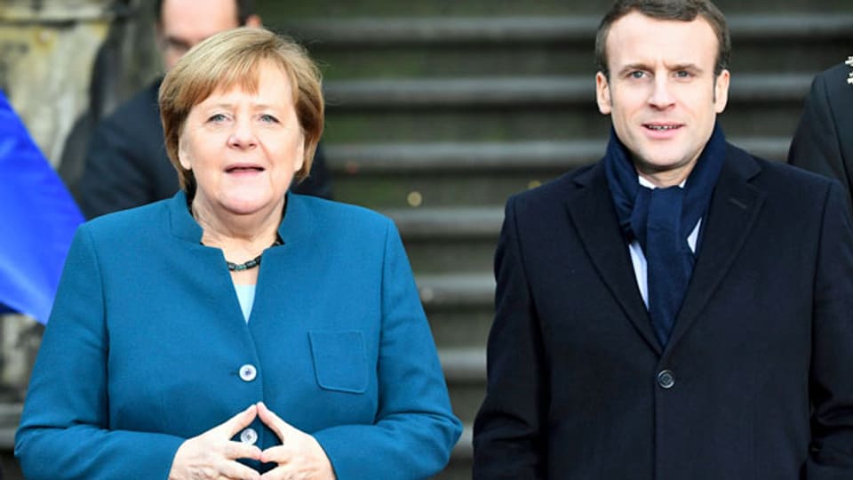 Angela Merkel und Emanuel Macron in Aachen.