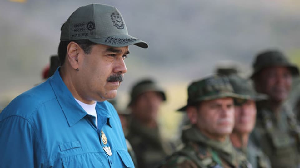 Der venezolanische Präsident Nicolas Maduro während einer Veranstaltung mit Angehörigen des Militärs in Turiamo, Venezuela, am 3. Februar 2019.