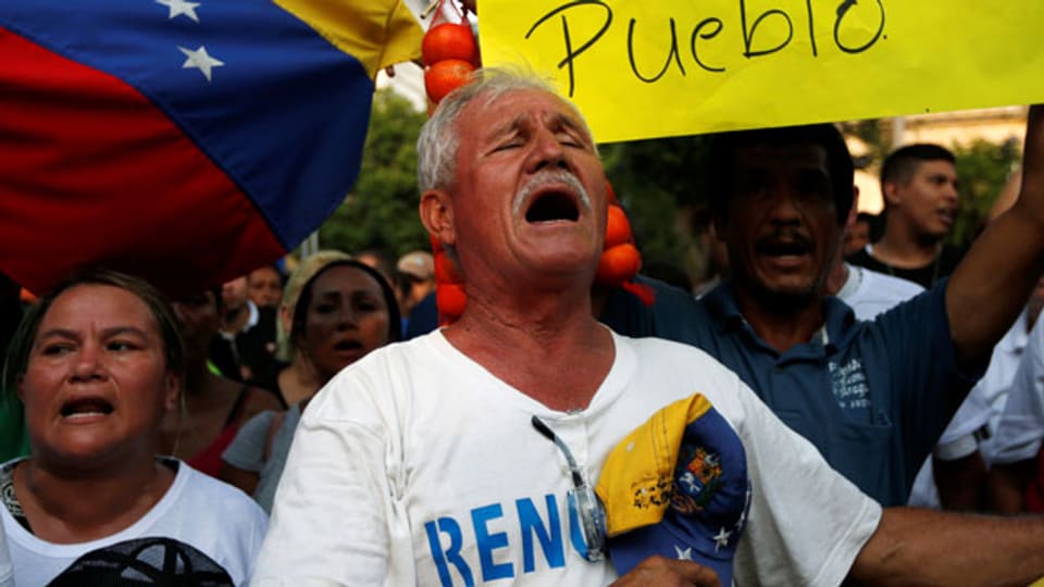 Kundgebung gegen die Regierung des venezolanischen Präsidenten Nicolas Maduro am 12. Februar 2019 in Cucuta, Kolumbien
