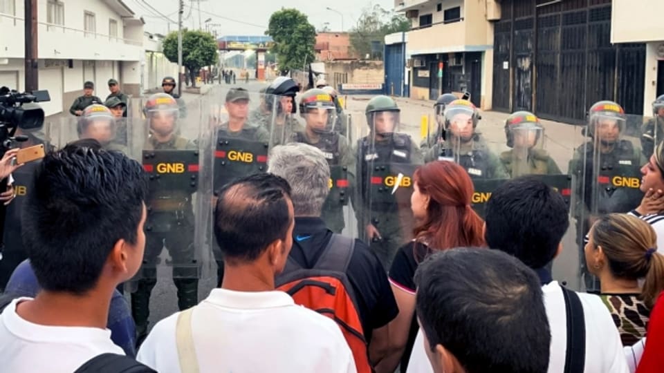Venezolanische Nationalgardisten in Urena, an der Grenze von Venezuela und Kolumbien.
