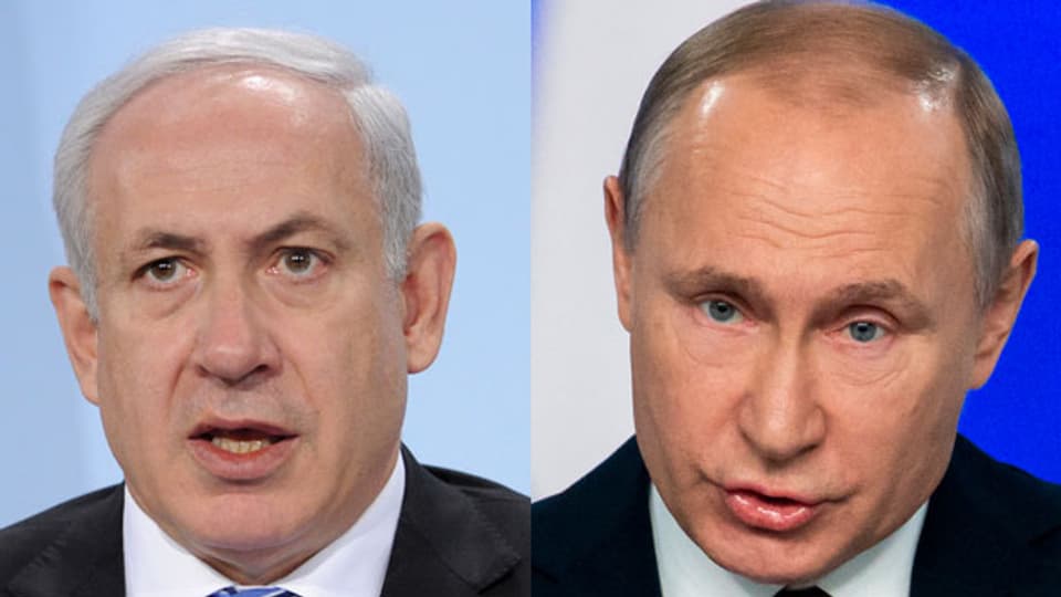 Benjamin Netanjahu, Premierminister Israel (links) und Wladimir Putin, Präsident Russland.