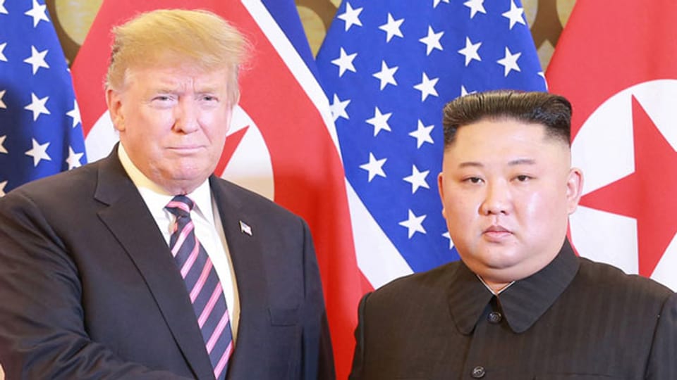 US-Präsident Donald Trump und der nordkoreanische Machthaber Kim Jong Un am Gipfeltreffen in Hanoi.