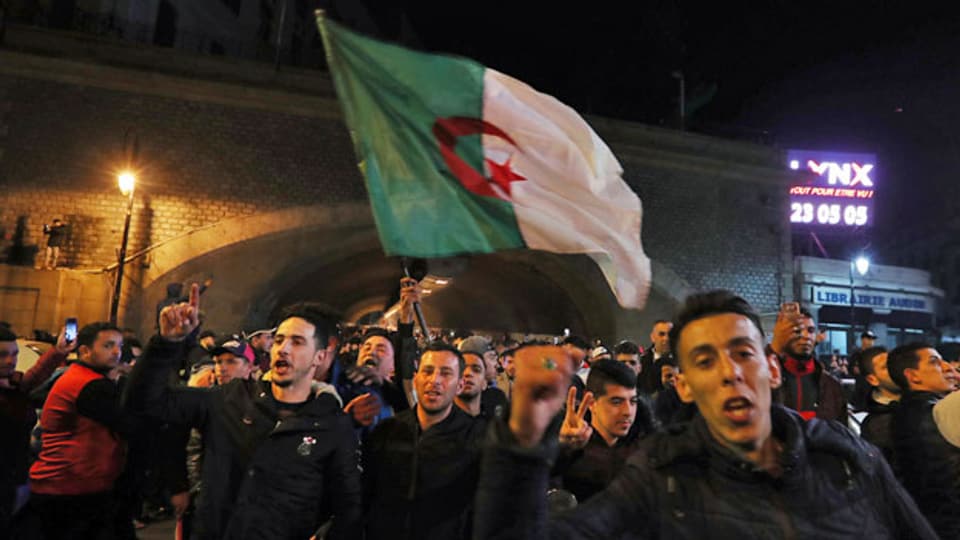 Demonstration gegen die Kandidatur von Präsident Abdelaziz Bouteflika in Algier, Algerien.