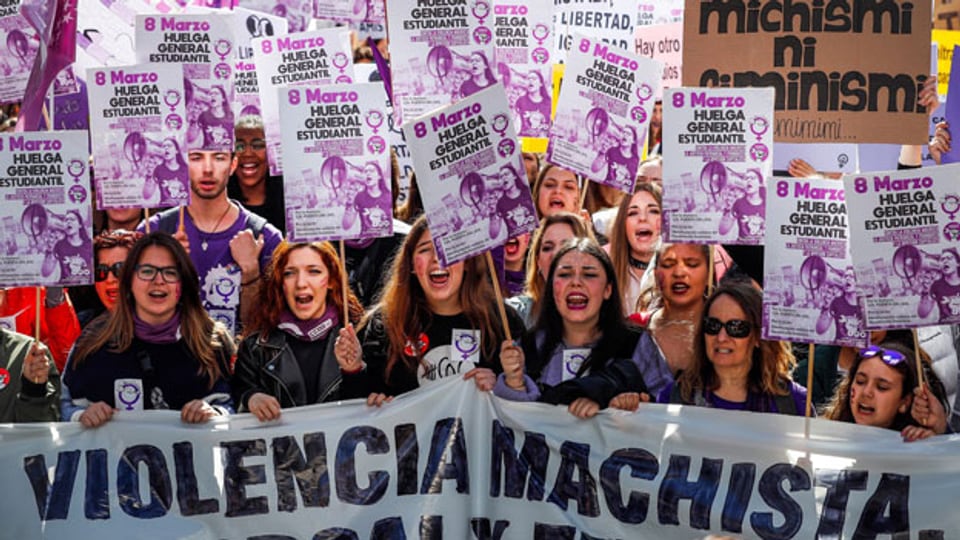 Demonstrationen zum Internationalen Frauentag in Madrid.