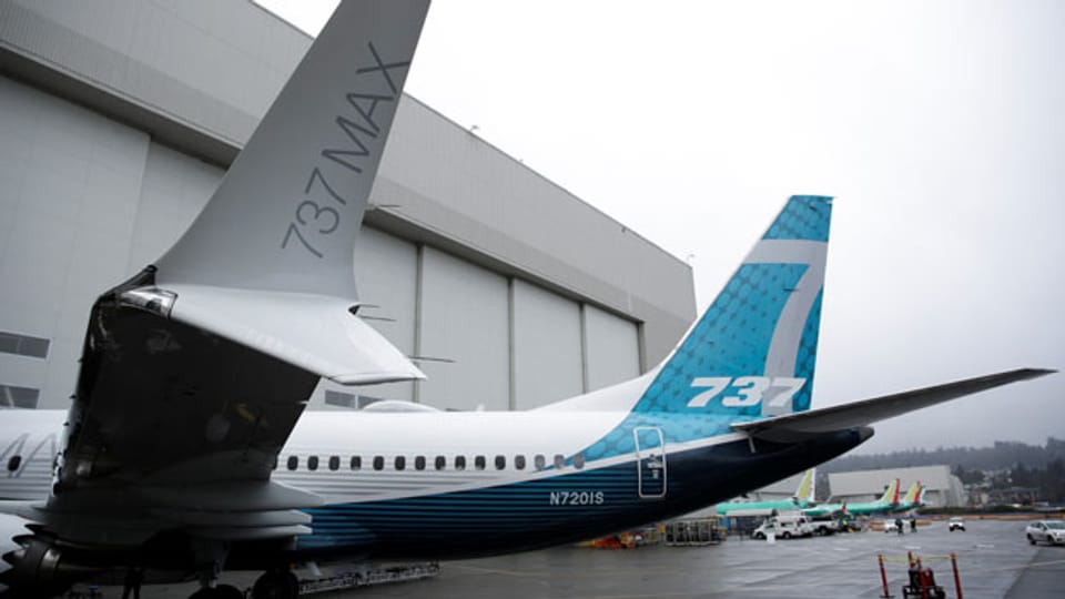 Die erste Boeing 737 MAX 7 wird am 5. Februar 2018 in Renton, Washington, USA, vorgestellt.