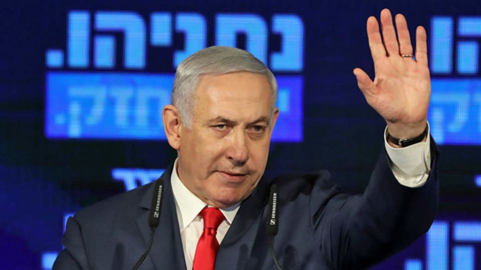 Der israelische Premierminister und Vorsitzender der Likud-Partei, Benjamin Netanyahu an einer Wahlkampfveranstaltung.
