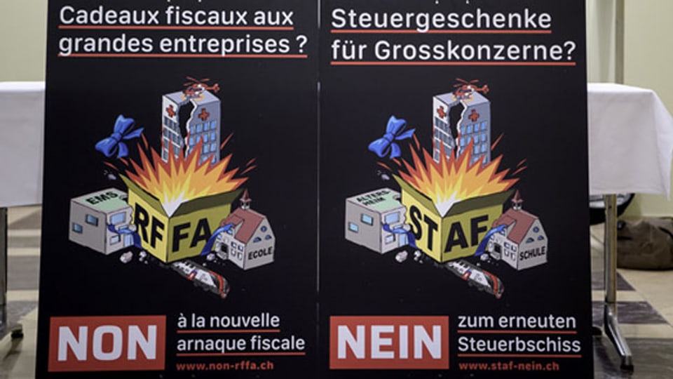 Plakate zur Lancierung der Abstimmungskampagne STAF.
