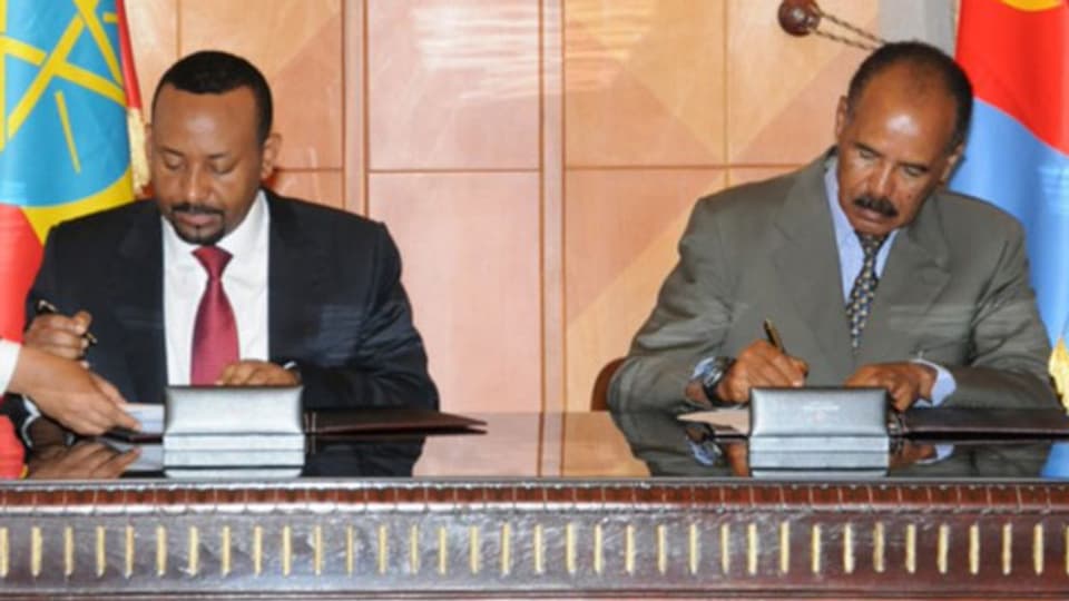 Eritrea-Präsident Isaias Afwerki (rechts) und Äthiopiens Premierminister Abiy Ahmed im Juli 2018.