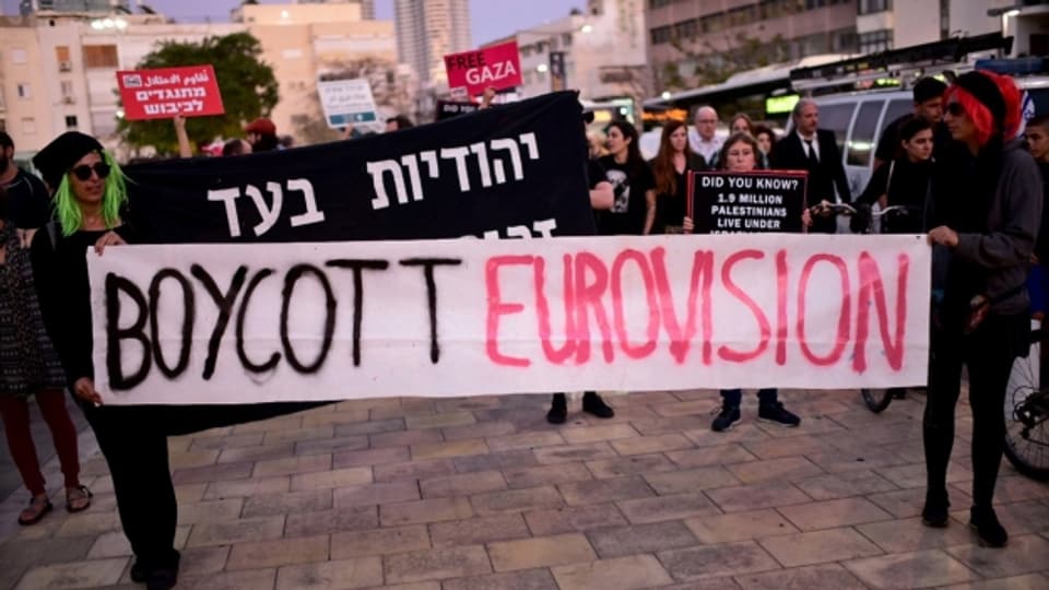 Proteste gegen den Eurovision Song Contest in Tel Aviv.