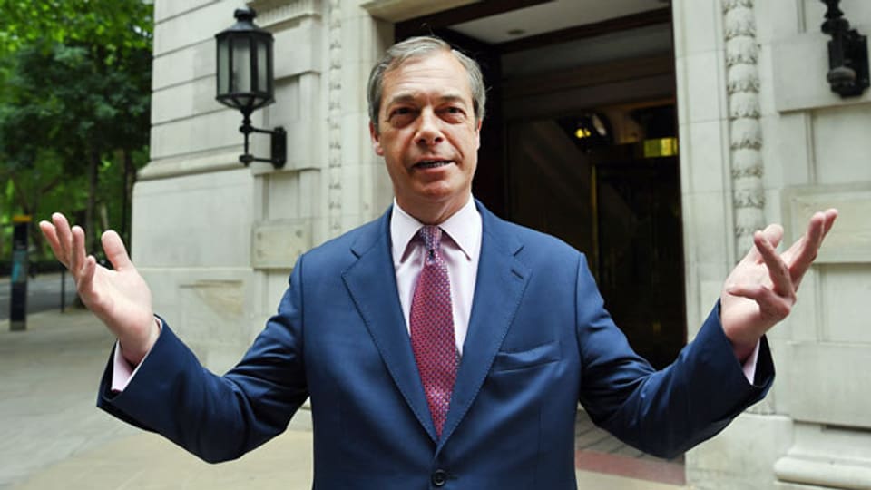 Der Vorsitzende der Brexit-Partei, Nigel Farage nach seinem Wahlsieg bei der Europawahl.