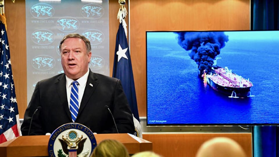 US-Aussenminister Mike Pompeo macht Iran für die beiden Angriffe im Golf von Oman verantwortlich.