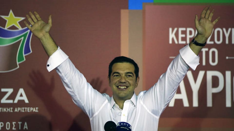 Alexis Tsipras, der Führer der linken Syriza-Partei, jubelte in Athen am 20. September 2015.