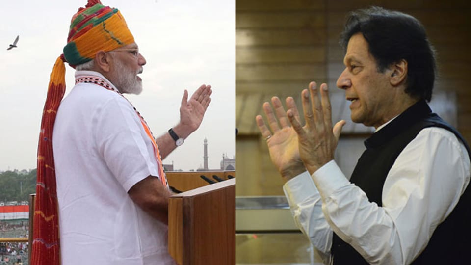 Der indische Premierminister Narendra Modi (li.) und der pakistanische Premierminister Imran Khan.