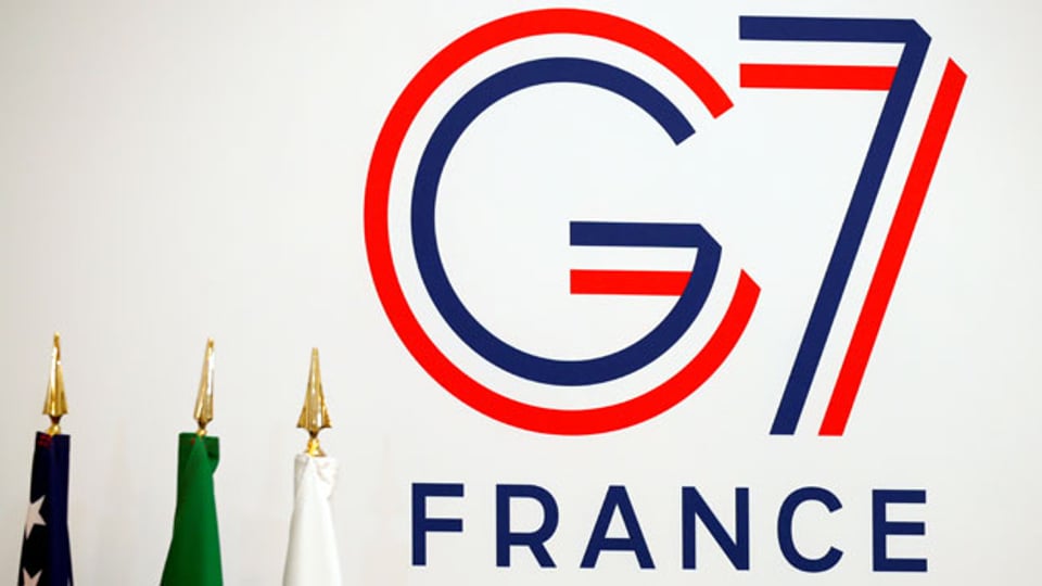 Logo des G7-Gipfels in Biarritz, Frenkreich.