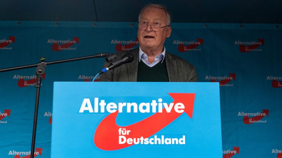 Alexander Gauland, Vorsitzender der AfD-Bundestagsfraktion, während einer Wahlkampfkundgebung zur Landtagswahl 2019 der AfD.