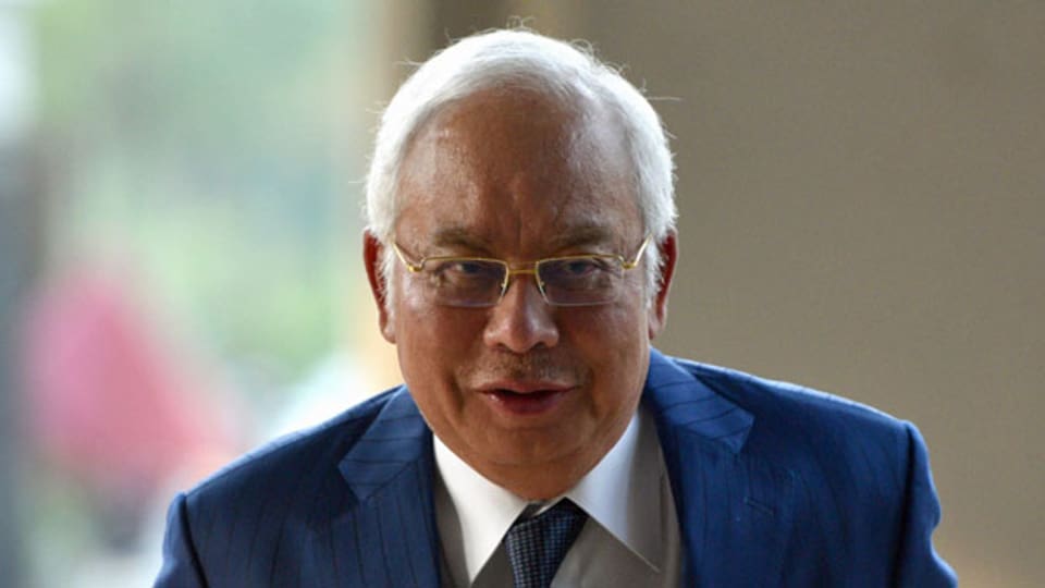Der frühere malaysische Premierminister Najib Razak vor dem Gericht in Kuala Lumpur, Malaysia.