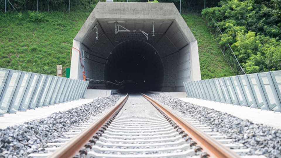 Blick in den neuen Ceneri-Basistunnel, am 29. August 2019 bei Camorino.