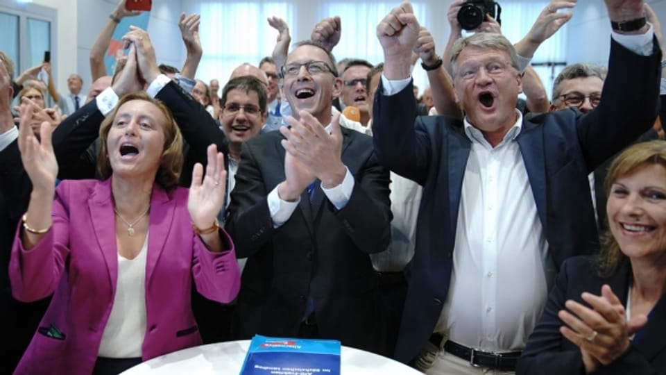 Bejubeln ihr Wahlergebnis in Sachsen: AfD-Spitzenpolitiker.