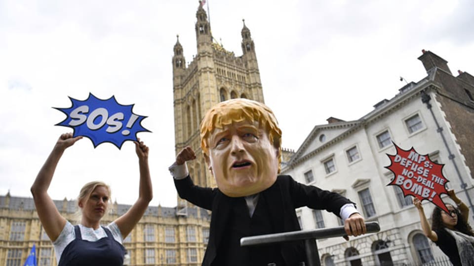Demonstranten gegen den Brexit vor dem britischen Parlament in London.