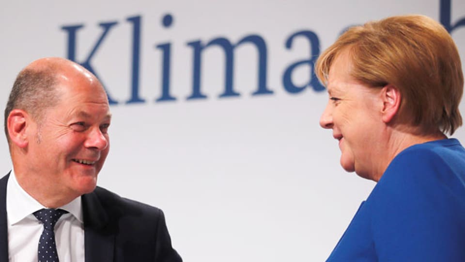 Bundeskanzlerin Angela Merkel und Finanzminister Olaf Scholz am 20. September 2019 im Futurium in Berlin.
