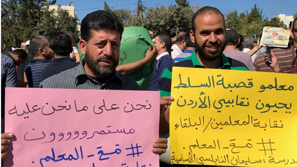 Streikende Lehrer in Amman, Jordanien.