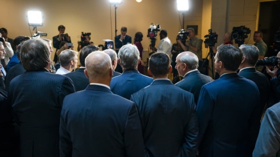Vertreter der Republikaner auf einer Pressekonferenz nach dem Zwischenfall im Kongress.