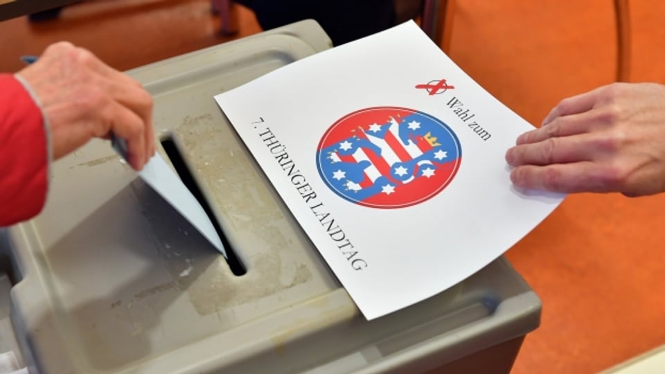 Wahlurne in Erfurt, Thüringen.