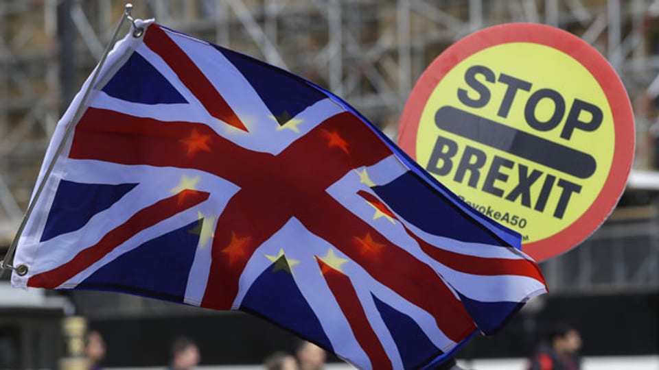 Anti-Brexit-Demonstranten vor dem Parlament in London am 29. Oktober 2019.