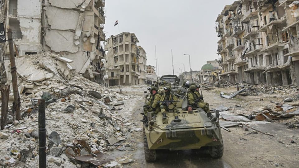 Russische Truppen in Aleppo, Syrien.