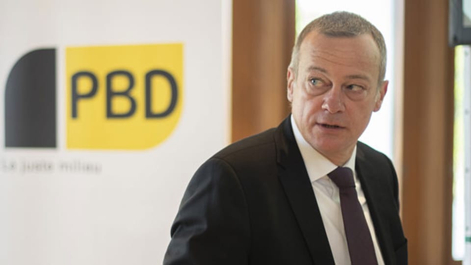 Legende: BDP-Parteipräsident Martin Landolt an der Delegiertenversammlung am 2. November 2019.