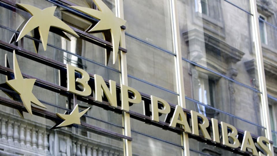 Das Logo der Grossbank BNP-Paribas am Hauptsitz in Paris.