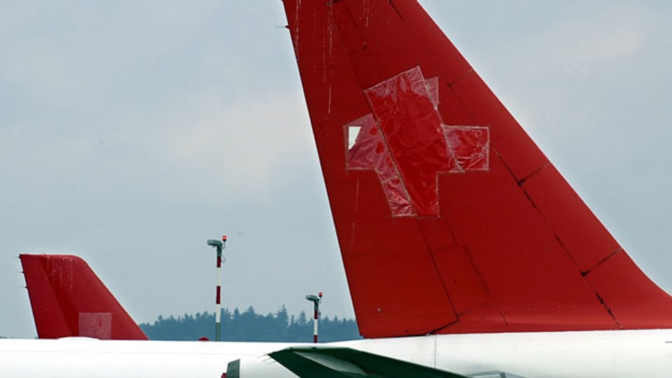 Ein Swissair-Flugzeug ohne Schweizer Kreuz.