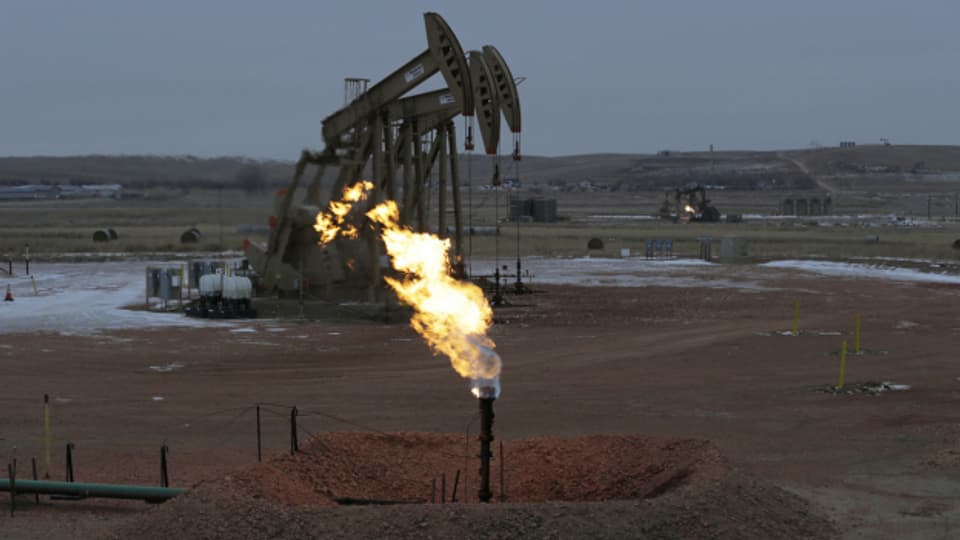 Eine Ölpumpe nahe Watford City in den USA.