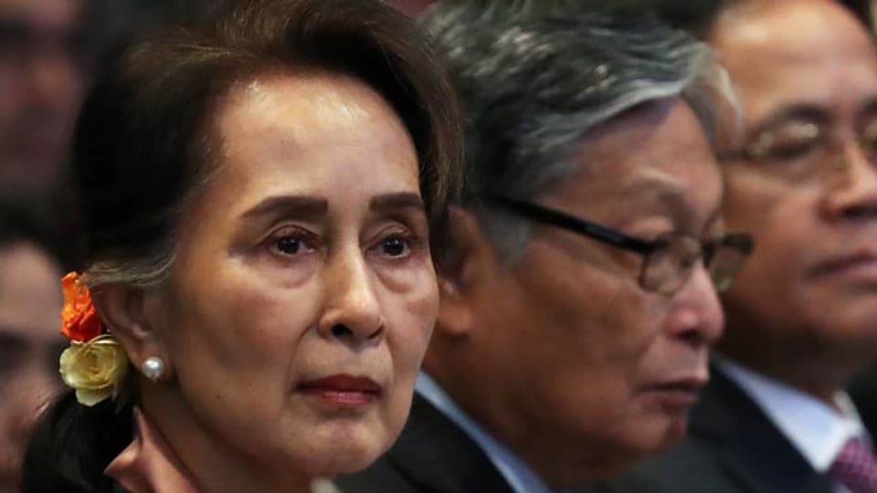 Myanmars Führerin Aung San Suu Kyi nimmt an einer Anhörung teil beim Internationalen Gerichtshof (IGH) in Den Haag am 10. Dezember 2019.