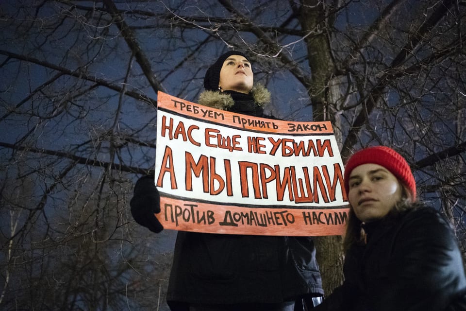 Protest gegen häusliche Gewalt in Russland.