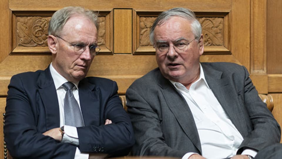 Hans-Ulrich Bigler (links) diskutiert mit Jean-Francois Rime.