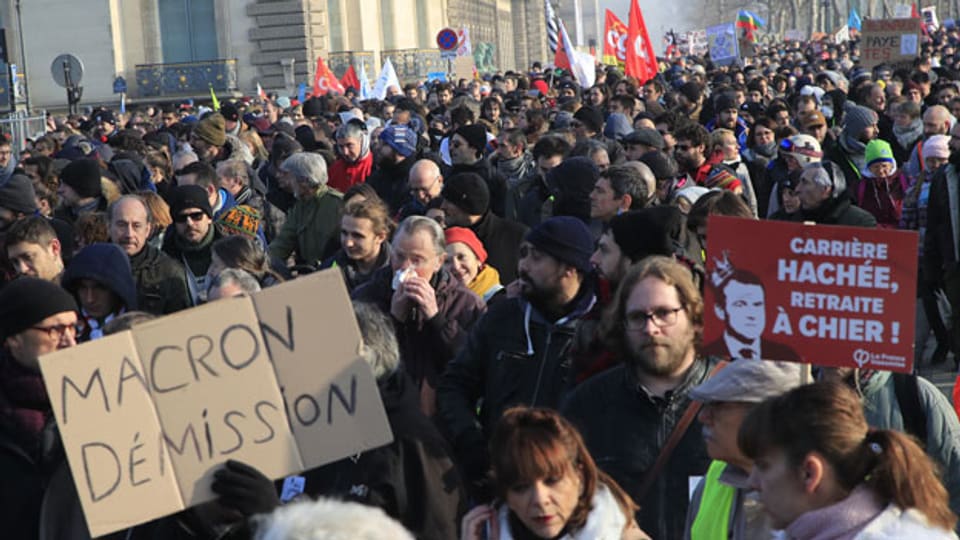 Demonstration am 24. Januar 2020 in Paris gegen die geplante Rentenreform.
