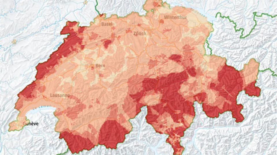 Radonkarte der Schweiz des BAG Bundesamt für Gesundheit.