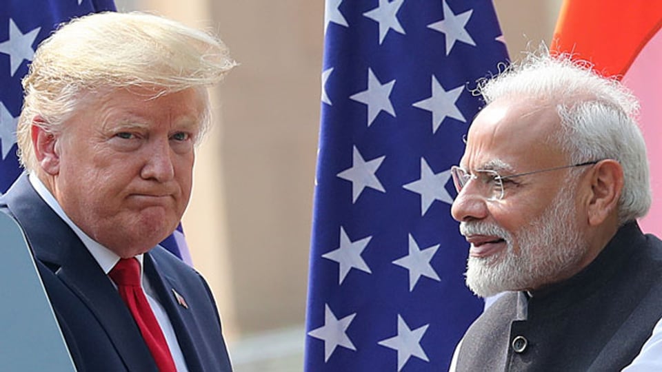 US-Präsident Donald Trump (links) zu Besuch bei Narendra Modi, Premierminister von Indien.