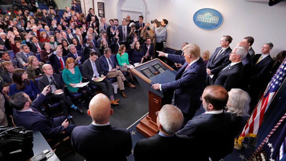 US-Präsident Donald Trump während einer Pressekonferenz zum Ausbruch des Coronavirus im Weissen Haus in Washington.