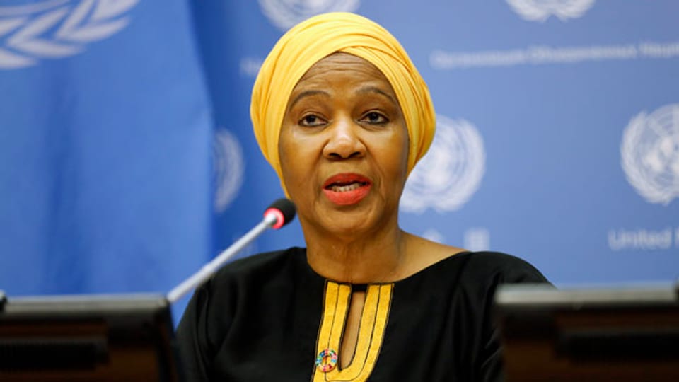 Die Uno-Exekutivdirektorin Phumzile Mlambo-Ngcuka am 5. März 2020 an einer Pressekonferenz im UN-Hauptquartier in New York.