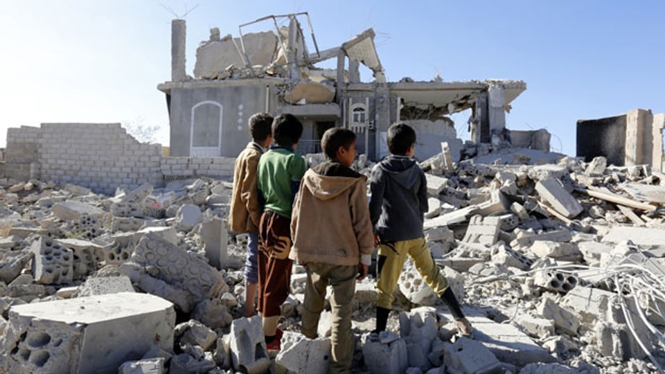 Zerstörte Gebäude in Jemen.