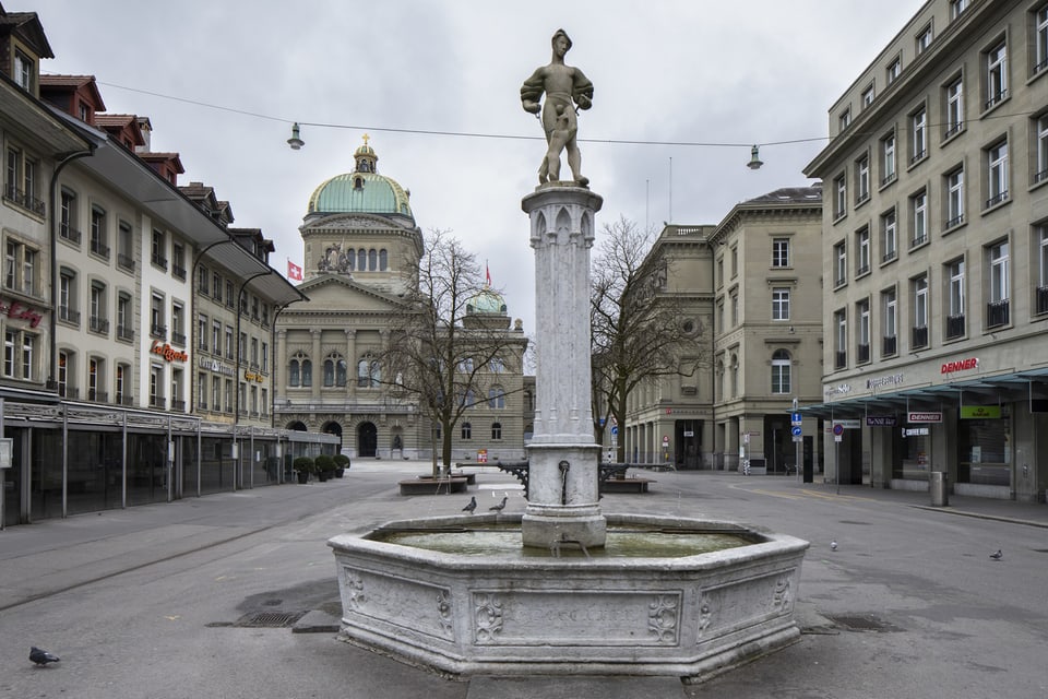 Leerer Bärenplatz in Bern.