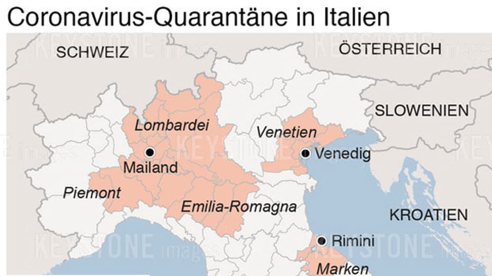 Ein Teilausschnitt einer italienischen Karte.