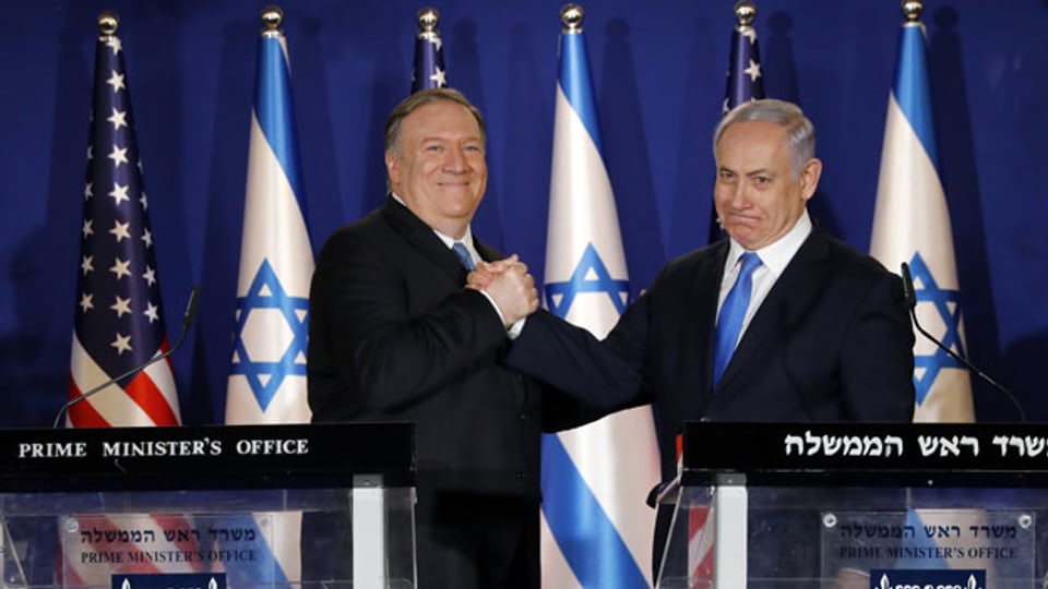US-Aussenminister Mike Pompeo (links) und Isreals Premierminister Benjamin Netanjahu (Bild vom 21. März 2019).