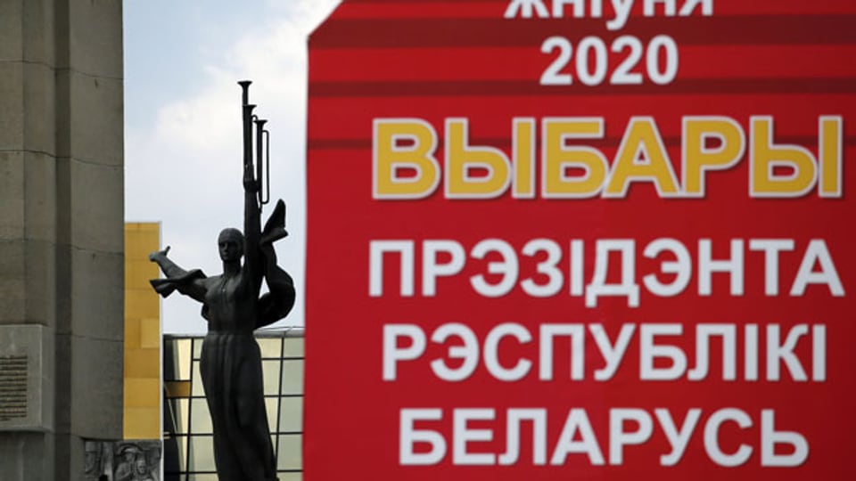 Wahlplakat in Minsk, Belarus, 28. Juli 2020.